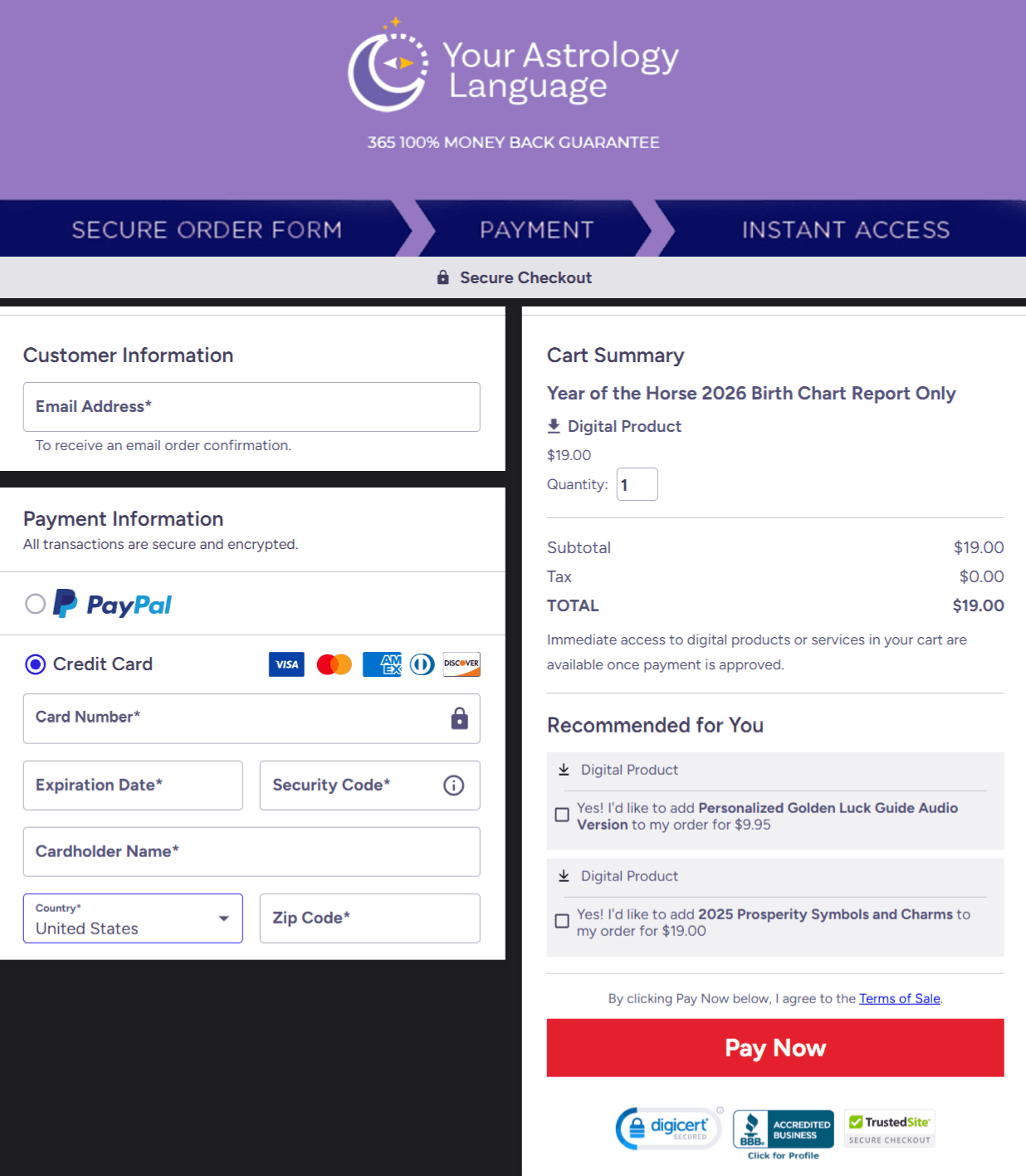 Your Astrology Language Checkout page 